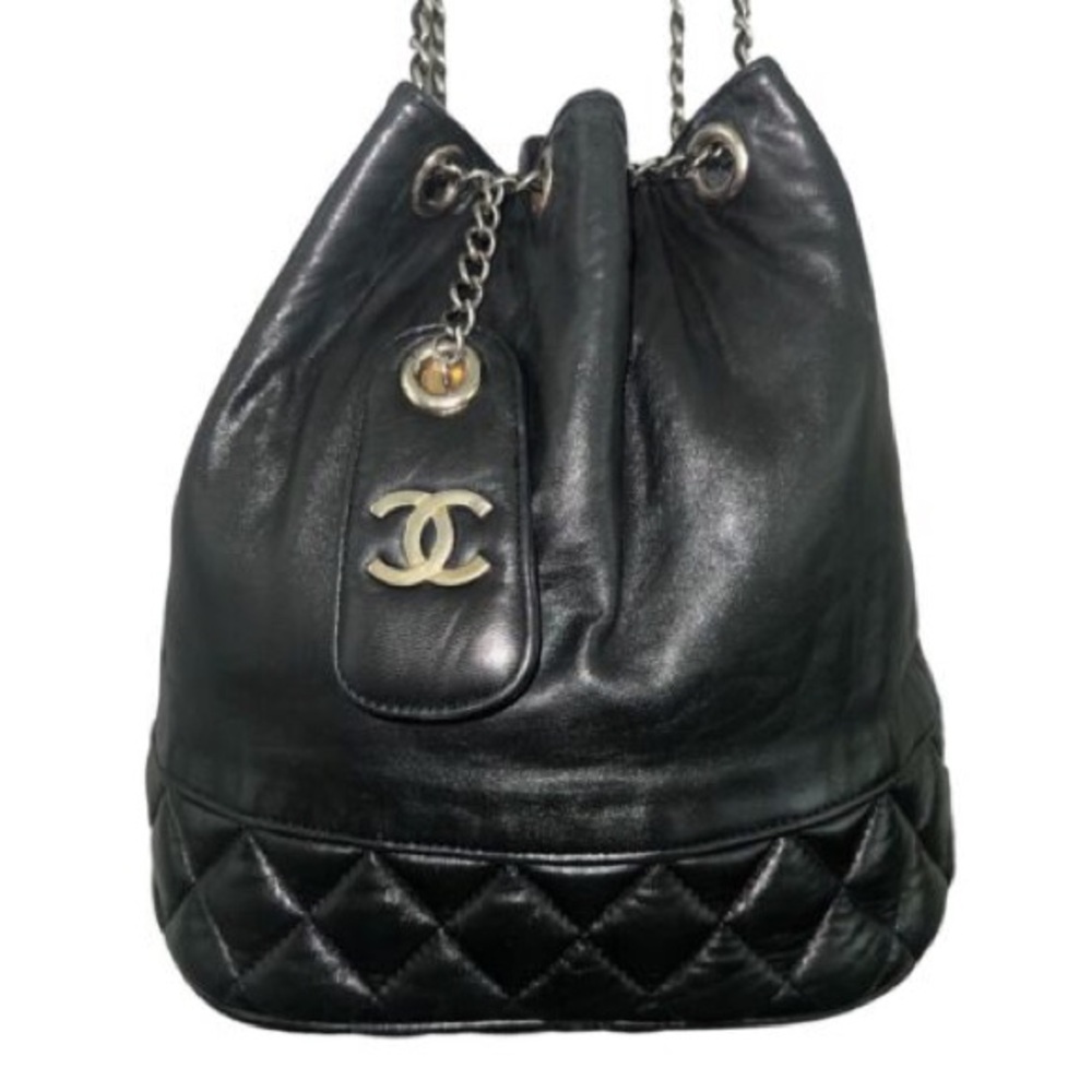 Chanel Lambskin CC Drawstring Bucket Bag